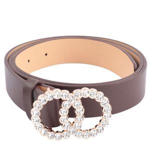 NEW Dark Brown Double Circle Gold Toned Bling Belt OS